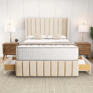 Cidra Wingback Divan Bed - Cream Naples