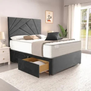 San Diego Divan Bed - Steel Plush Velvet