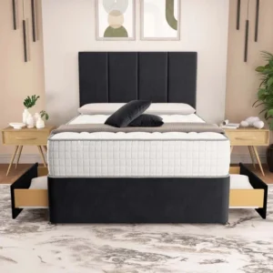 Victoria Divan Bed - Black Plush Velvet