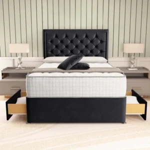 Panama Divan Bed - Black Plush Velvet