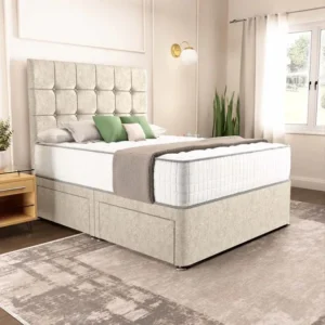 Fiji Sunrise Upholstered Ottoman Bed - Mink Plush Velvet