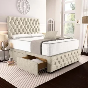Moscow Divan Bed - Cream Chenille