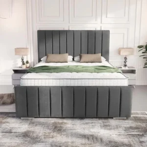 Lisbon Upholstered Ottoman Bed - Steel Plush Velvet