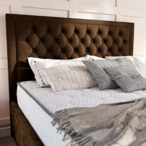 Valencia Upholstered Ottoman Bed - Mocca Plush Velvet